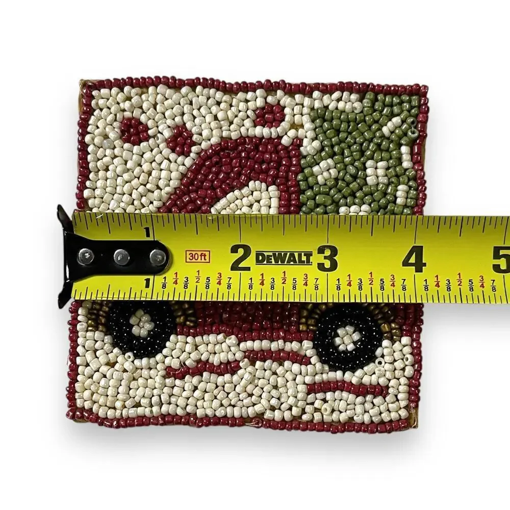 Pier 1 Imports Beaded Coasters Red Truck Christmas Set of 4 Pier 1 Velvet Bag